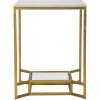 Príručný stolík Mauro Ferretti Double Marble 47x47x60 cm zlatý biely