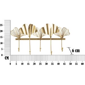 Mauro Ferretti nástenný vešiak 5 listov 49,5x6x26,3 cm zlatý