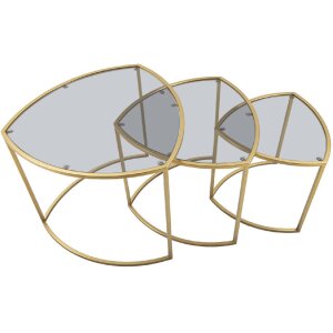 Mauro Ferretti bočný stolík Triangle set 3 Ø 60x50-50x45-40x40 cm zlatý