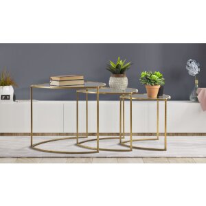 Mauro Ferretti bočný stolík Triangle set 3 Ø 60x50-50x45-40x40 cm zlatý