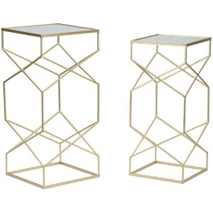Mauro Ferretti súprava postranných stolíkov Glassy 2ks 31,5x31,5x68 a 28x28x64 cm zlatá