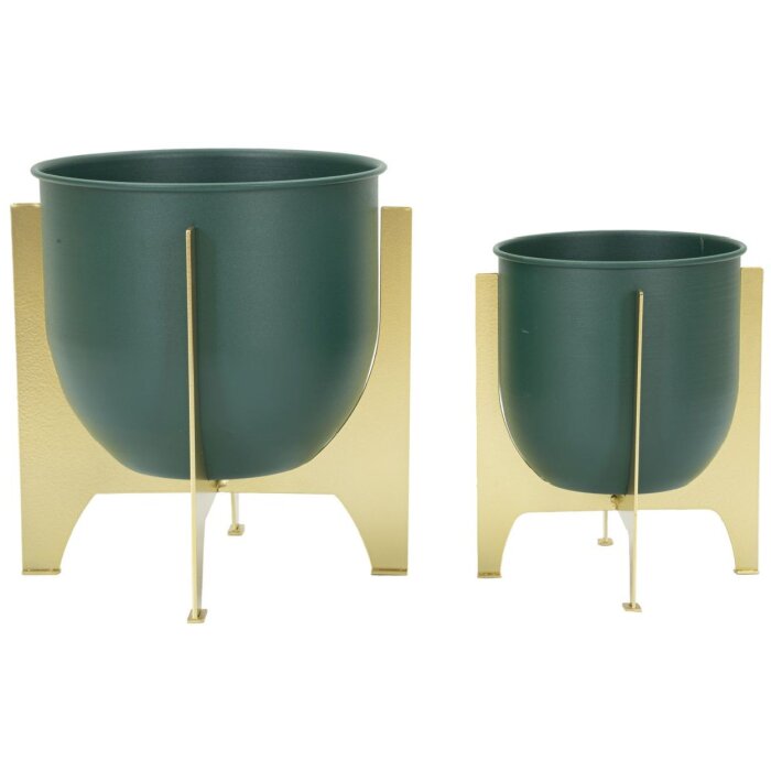 Mauro Ferretti stojan na kvety Grent Shet Set 2-dielny Ø 24,5x26-19x21 cm zeleno zlatý