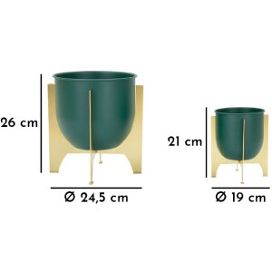 Mauro Ferretti stojan na kvety Grent Shet Set 2-dielny Ø 24,5x26-19x21 cm zeleno zlatý