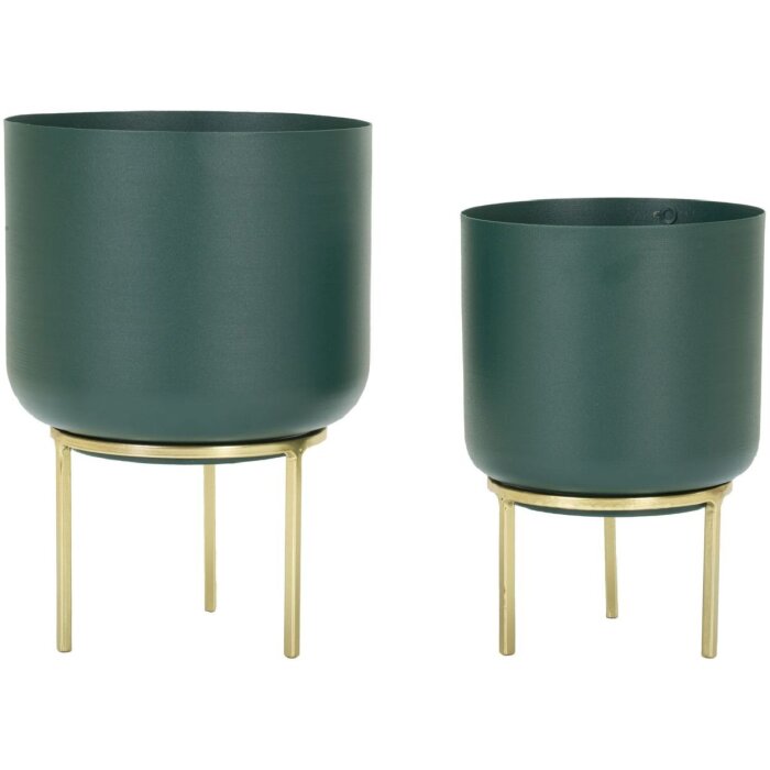 Mauro Ferretti stojan na kvety Grent Set 2-dielny Ø 20x29-16x24 cm zelená zlatá