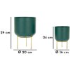 Mauro Ferretti stojan na kvety Grent Set 2-dielny Ø 20x29-16x24 cm zelená zlatá