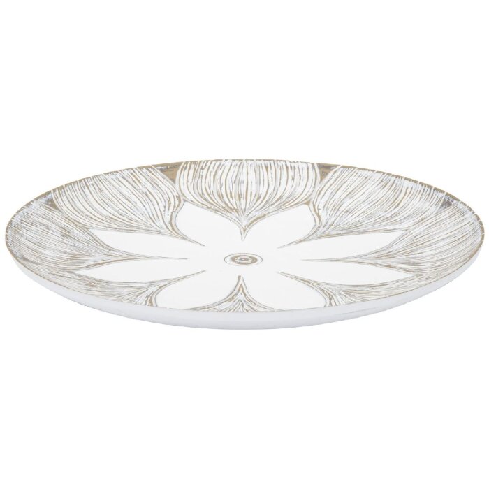 Mauro Ferretti dekoratívny podnos Atene Polyresin White Wash Ø 35,5x4,4 cm Boho Chic