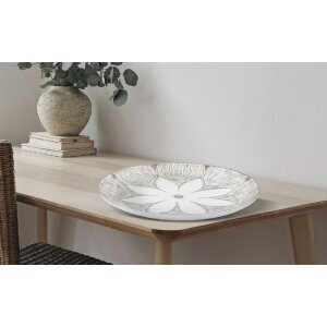 Mauro Ferretti dekoratívny podnos Atene Polyresin White Wash Ø 35,5x4,4 cm Boho Chic