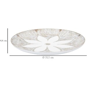 Mauro Ferretti dekoratívny podnos Atene Polyresin White Wash Ø 35,5x4,4 cm Boho Chic