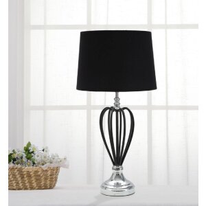 Mauro Ferretti Darky stolová lampa strieborná E27 Ø 28x56 cm čierna strieborná