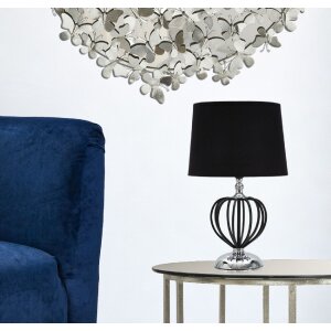 Mauro Ferretti Darky stolová lampa strieborná E27 Ø 28x44,5 cm čierna strieborná
