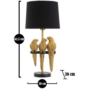 Mauro Ferretti stolová lampa papagáje E27 Ø 30x62,5 cm čierna zlatá