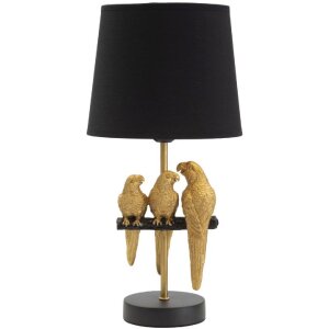 Mauro Ferretti Nachttischlampe Papageien E27 Ø 20x39 cm schwarz gold