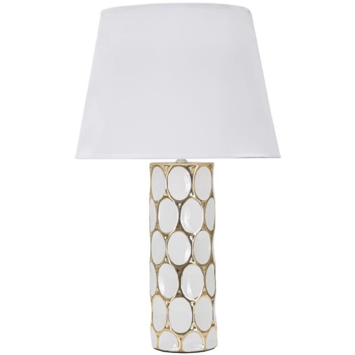 Stolná lampa Mauro Ferretti Glam Carv E27 Ø 34,5x56 cm biele zlato