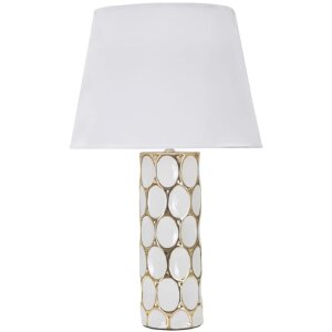 Stolná lampa Mauro Ferretti Glam Carv E27 Ø 34,5x56 cm biele zlato