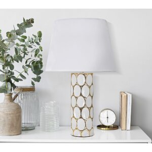 Stolná lampa Mauro Ferretti Glam Carv E27 Ø 34,5x56 cm biele zlato