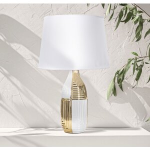 Stolná lampa Mauro Ferretti Glam Line E27 Ø 33x54 cm biela zlatá