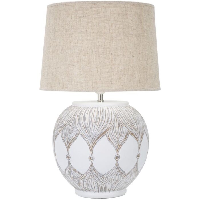 Stolná lampa Mauro Ferretti Atene E27 Ø 38x59 cm biela umytá hnedá
