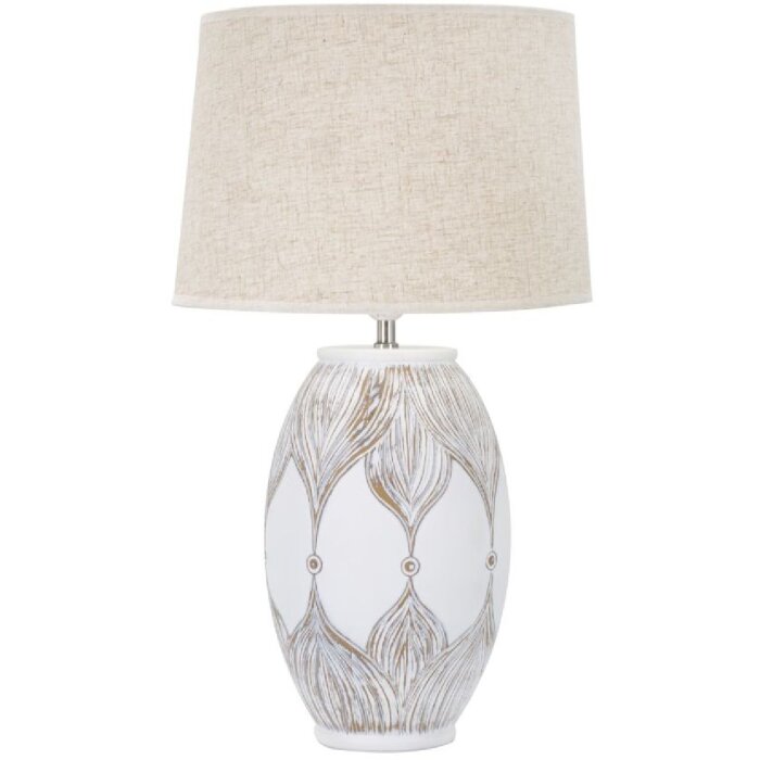 Stolná lampa Mauro Ferretti Atene oválna E27 Ø 38x67 cm biela umytá hnedá