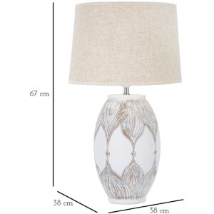 Stolná lampa Mauro Ferretti Atene oválna E27 Ø 38x67 cm biela umytá hnedá