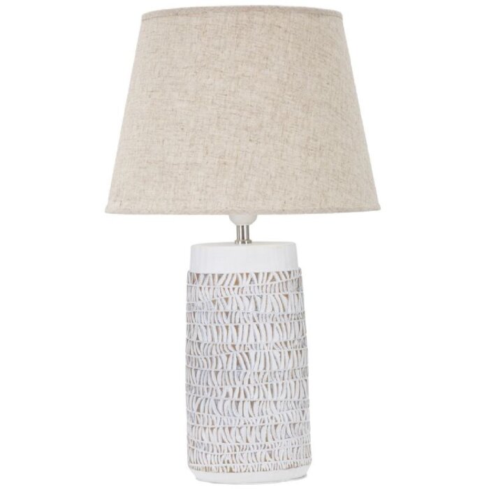 Mauro Ferretti stolová lampa Nairobi E27 Ø 35x60,5 cm biela umývaná hnedá
