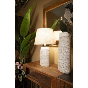 Mauro Ferretti stolová lampa Nairobi E27 Ø 35x60,5 cm biela umývaná hnedá