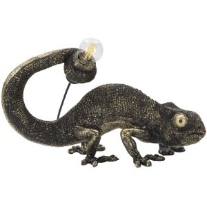 Stolná lampa Mauro Ferretti jašterica E14 37,5x16,5x22 cm čierna zlatá