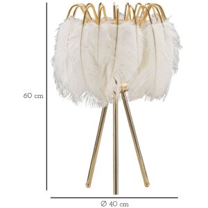 Stolná lampa Mauro Ferretti stojan na perie E27 Ø 40x60 cm zlatá biela