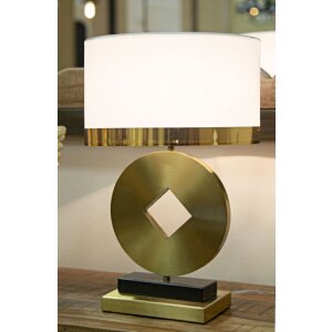 Stolná lampa Mauro Ferretti Coin E270 Ø 30x53 cm zlatá biela