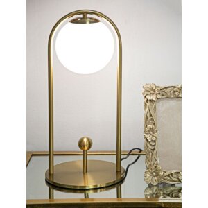 Stolná lampa Mauro Ferretti Glamy Arc E14 Ø 21x47 cm zlatá biela