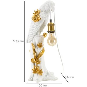 Mauro Ferretti stolová lampa papagáj E27 20x20x50,5 cm biele zlato