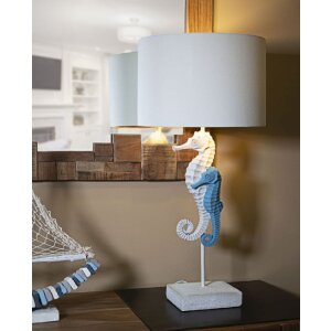 Mauro Ferretti stolná lampa morský koník E27 Ø 30,5x66,5 cm biela/modrá