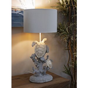 Mauro Ferretti stolná lampa korytnačka E27 30,5x63,5 cm bielo-sivá