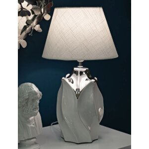 Mauro Ferretti stolná lampa Shiney E27 30x51 cm biela strieborná