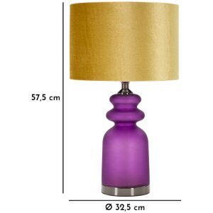 Mauro Ferretti stolná lampa Milva Zwei E27 fialová zlatá 32,5x57,5 cm