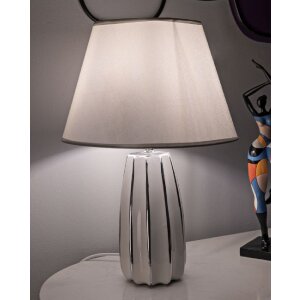 Mauro Ferretti stolná lampa Emmi E27 Ø 30x45 cm biela strieborná