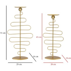 Mauro Ferretti svietnik Alid – 2-dielna súprava 25x16x51 & 20x16x43 cm gold