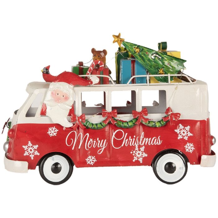 Clayre & Eef 6Y5855 Model autobusu LED červená biela 31x15x21 cm na batérie