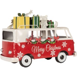 Clayre & Eef 6Y5855 Model autobusu LED červená biela 31x15x21 cm na batérie