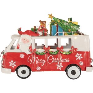 Clayre & Eef 6Y5855 Model autobusu LED červená biela 31x15x21 cm na batérie