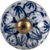 Clayre & Eef Kľučka na dvere Keramická modrá Ø3cm Antique Design pre nábytok Zásuvky Dvere