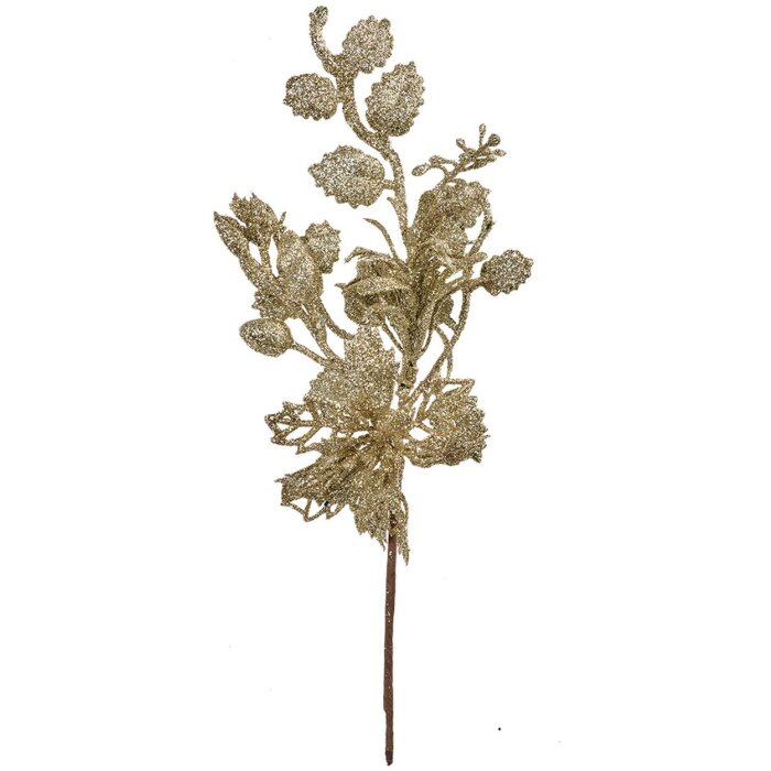 Clayre & Eef Dekoratívna vetva Zlatá farba 12x6x27 cm Plast