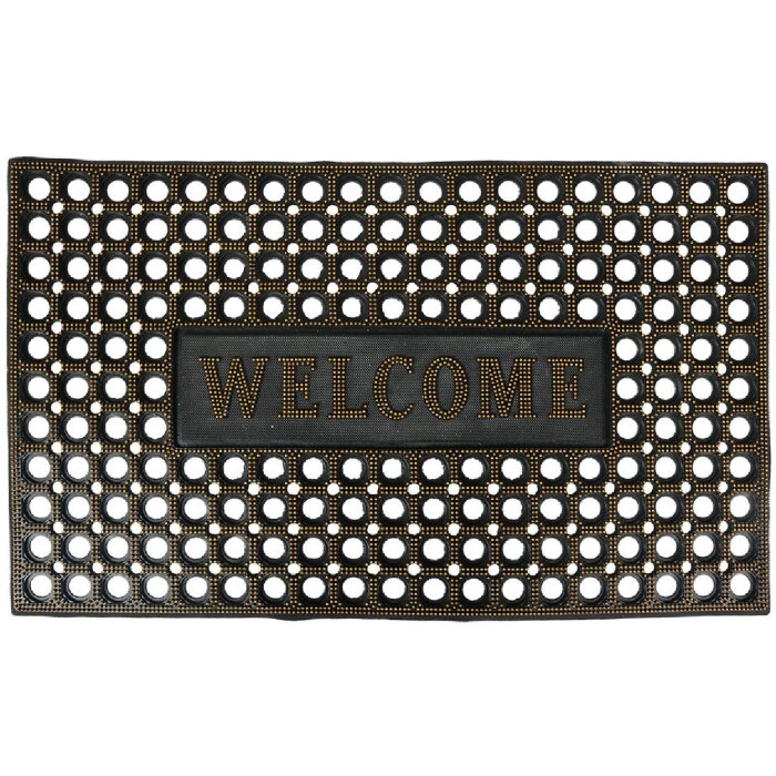 Clayre & Eef MC272 Rohožka na dvere čierna zlatá 75x45x1 cm vidiecky štýl