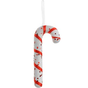 Clayre & Eef 66176 Dekorácia prívesok Candy Cane 7x2x17 cm biela červená