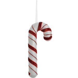 Clayre & Eef Dekoratívny prívesok Candy Cane White Red 8x3x20 cm