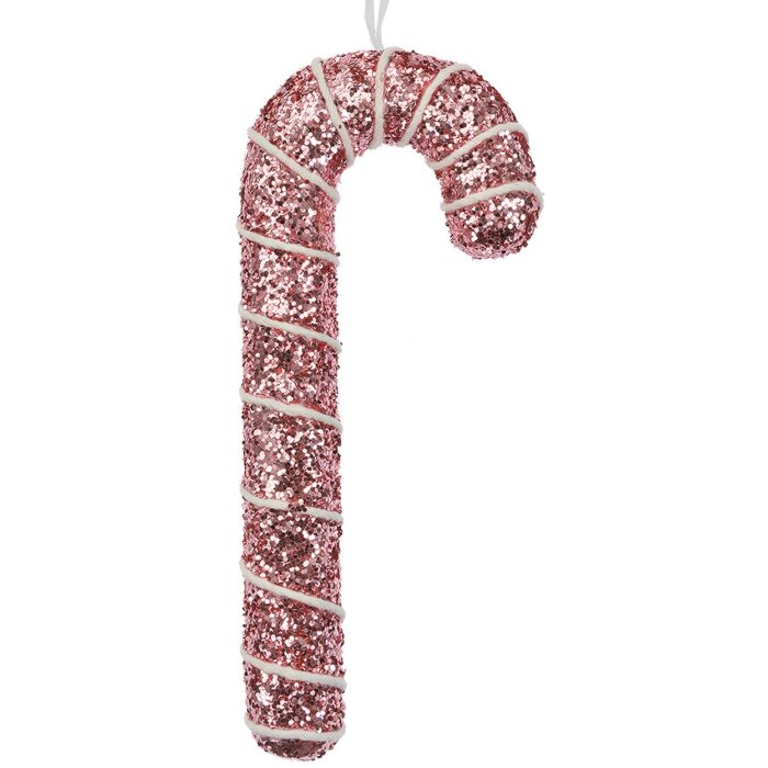 Clayre & Eef 66179 Dekoratívny prívesok Candy Cane Pink Glitter 7x2x17cm
