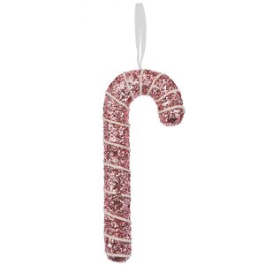 Clayre & Eef 66179 Dekoratívny prívesok Candy Cane Pink Glitter 7x2x17cm