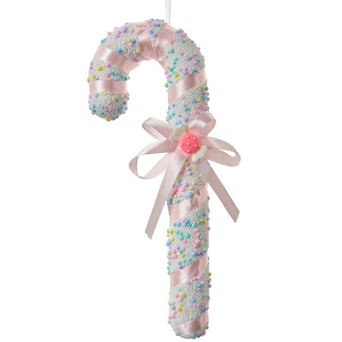 Clayre & Eef 66182 Candy Cane prívesok bielo-ružový 10x3x26cm