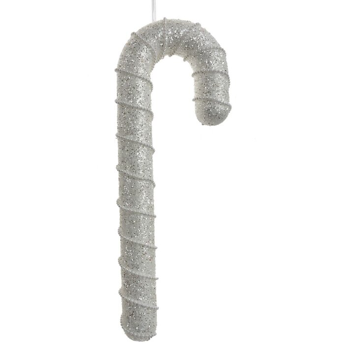 Clayre & Eef 66184 Candy Cane prívesok biely 12x4x33 cm plastové trblietky