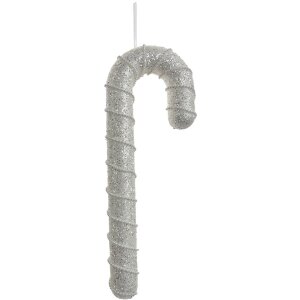 Clayre & Eef 66184 Candy Cane prívesok biely 12x4x33 cm plastové trblietky