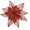 Clayre & Eef Vianočná kvetinová súprava 2ks červená Ø15x2cm plastová trblietavá dekorácia